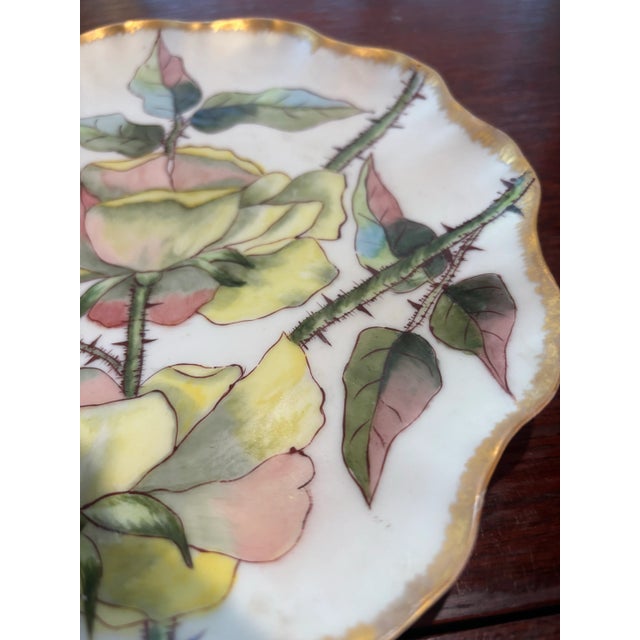 Antique Limoges Hand Painted Rose Plate With Rose Petal Rim For Sale In Reno/Lake Tahoe - Image 6 of 7