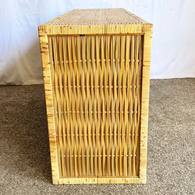 Mid 20th Century Vintage Boho Chic Woven Wicker Credenza For Sale - Image 5 of 11