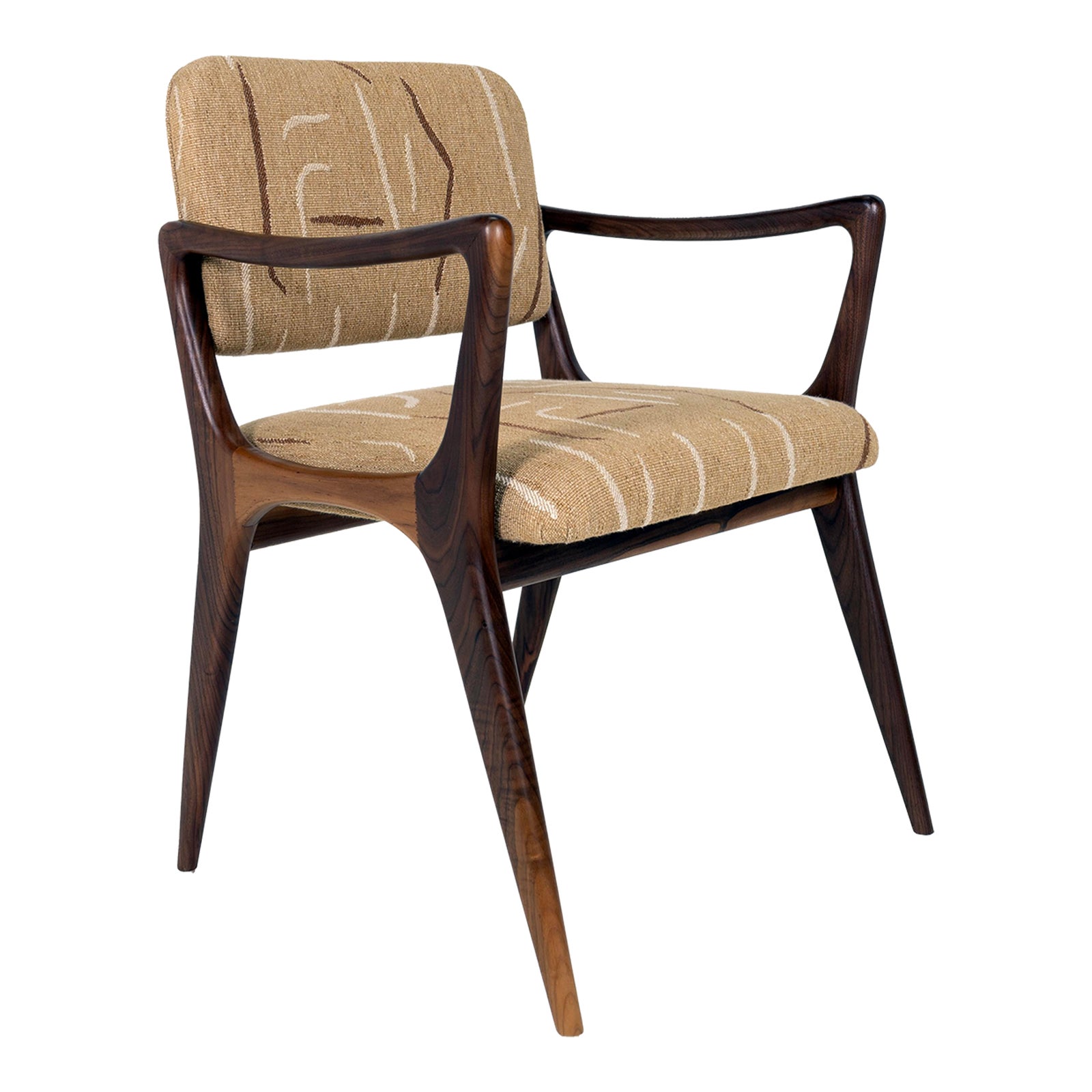 Sculptural Dining or Desk Arm Chair, Gio Ponti Style Walnut Larsen ...