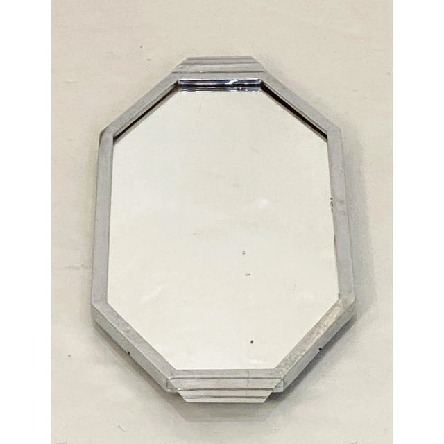 Art Deco Octagonal Mirrored Glass Tray With Chrome Surround From England For Sale - Image 4 of 10