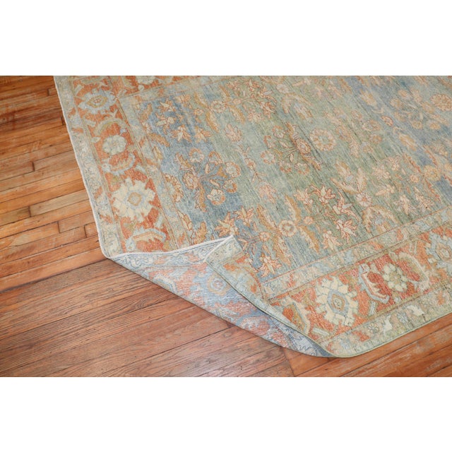 Light Blue Green Antique Persian Mahal Gallery Size Rug - 6' x 11'9" For Sale - Image 17 of 18