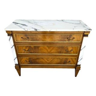 Mid Century Louis XVI Maison Jansen Style Marble Top Commode Dresser Sideboard For Sale
