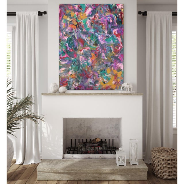 Contemporary Flirt Original Abstract Oil Painting by Lisa Finlayson For Sale - Image 3 of 9