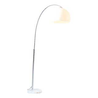 German Chrome Floor Lamp with Marble Base, 1980s For Sale