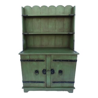 1930s Monterey Classic Spanish Green Welsh Cupboard For Sale