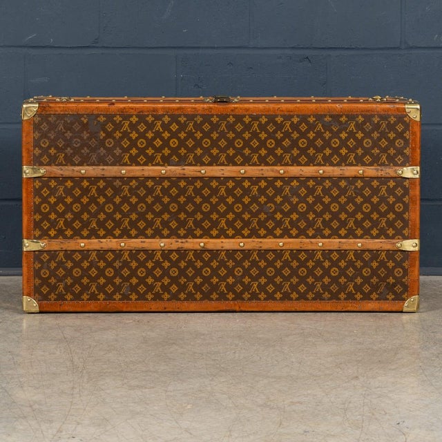 Brown Vintage Steamer Trunk in Monogram Canvas from Louis Vuitton, France, 1930 For Sale - Image 8 of 18