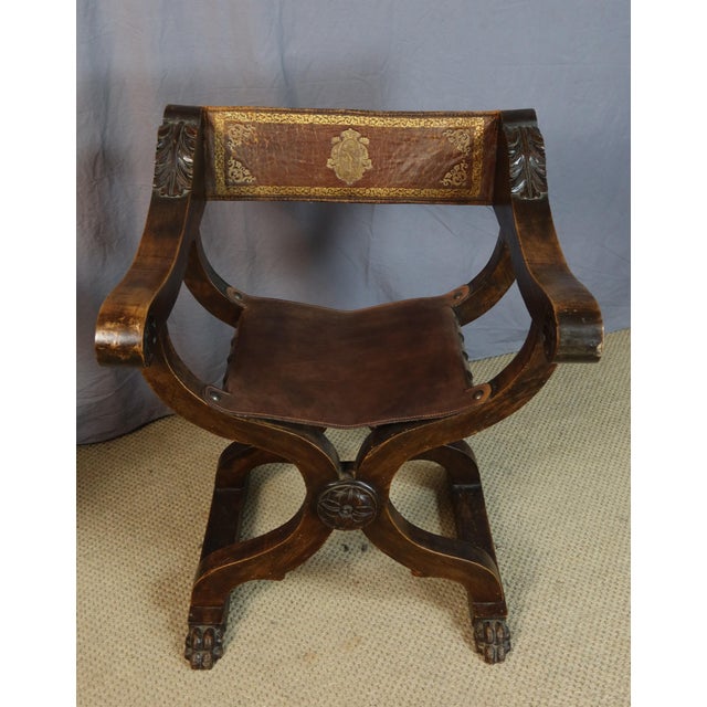Antique Curule Armchairs, 1800s, Set of 2 For Sale - Image 9 of 15