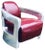 Aviators Armchair in Aluminium with Red Leather Upholstery For Sale