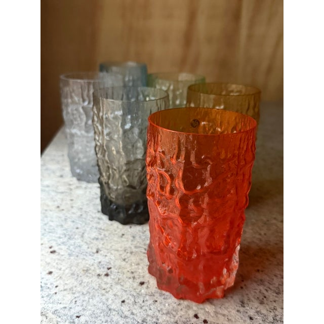 Italian Textured Bark Glasses in the style of Geoffrey Baxter, 1960s, Set of 6 For Sale - Image 16 of 18
