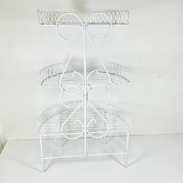 1970s Vintage Boho Chic Hollywood Regency Wire Loop Design 3-Tier Plant Stand, After Salterini For Sale - Image 9 of 13