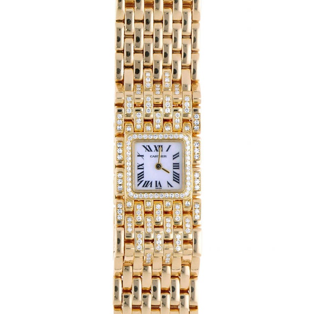 2000 - 2009 Cartier Panthère Ruban Wg3009ta Factory Diamond 18k Gold Full Set Watch For Sale - Image 5 of 18