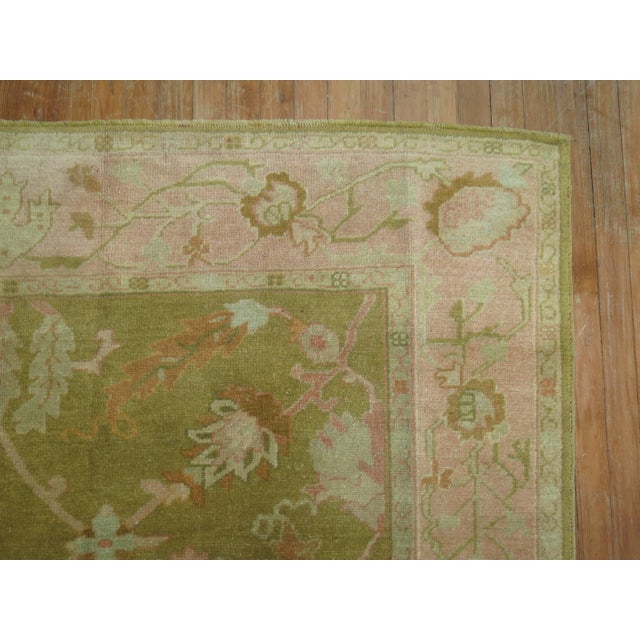 19th Century Light Green Antique Oushak Rug - 6'3" x 9' For Sale - Image 9 of 9