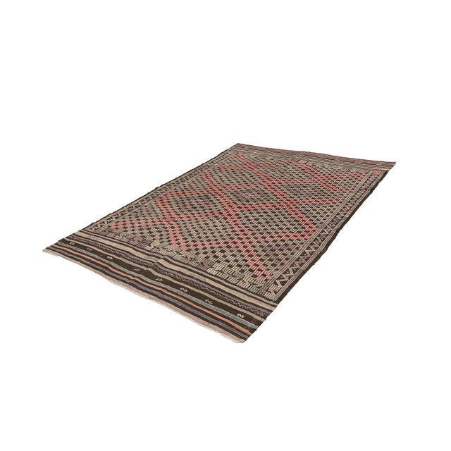 Traditional Mid 20th Century Vintage Decorative Embroidered Kilim Rug For Sale - Image 3 of 7