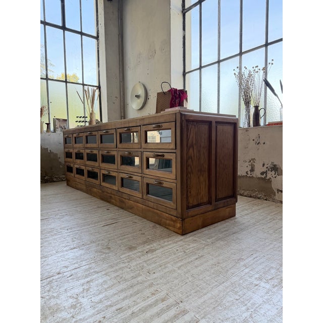 Antique Double-Sided Shop Counter with Marble Top, 1900s For Sale - Image 9 of 18