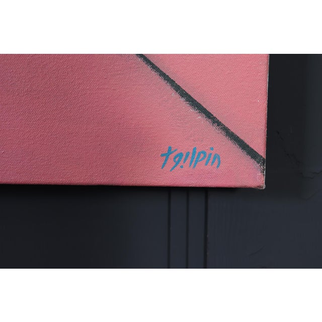 Poolside Painting Signed Tollpin, 1990, Oil on Canvas For Sale - Image 9 of 9