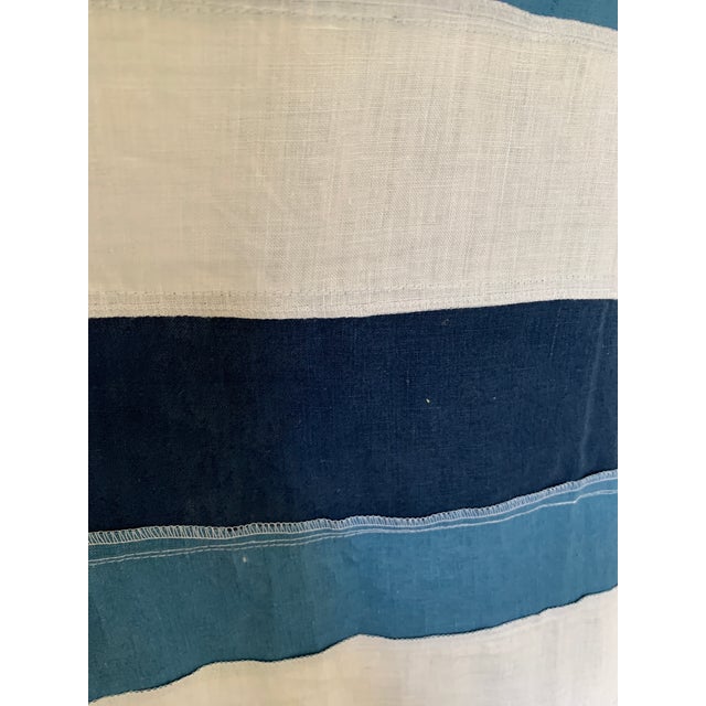 Textile Patchwork Stripe Linen Window Panel — Natural Indigo Japanese Dyed For Sale - Image 7 of 12