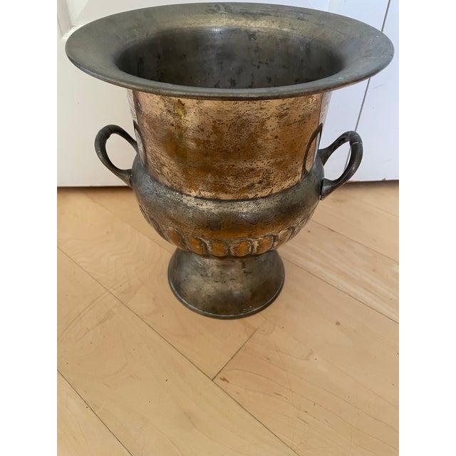 Vintage Sliver Tone Distressed Urn Champagne Bucket Ice Bucket For Sale - Image 4 of 10