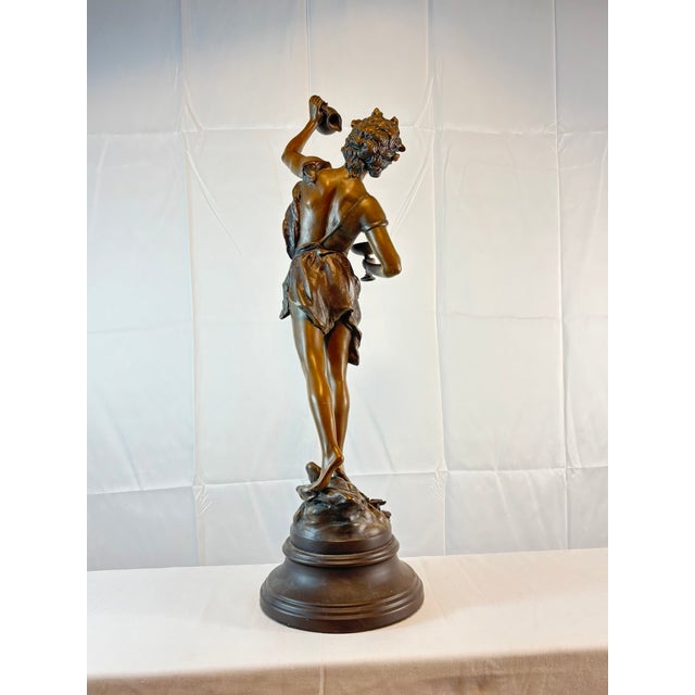 Antique French L. & F. Moreau Bacchus Spelter Sculpture, 28"h For Sale - Image 10 of 18