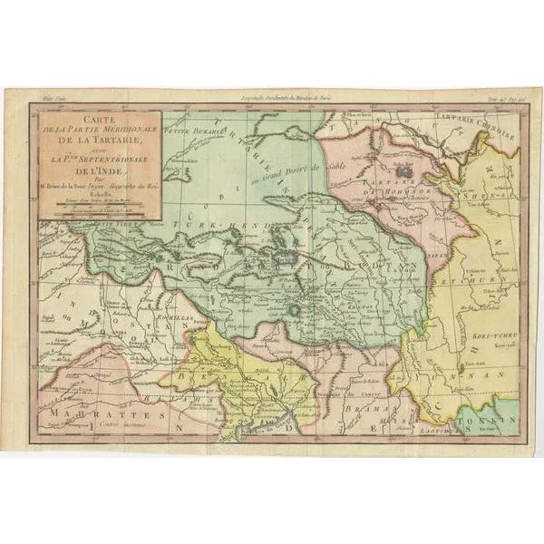 Antique Hand-Colored Map of Tartary and Northern India For Sale - Image 3 of 6