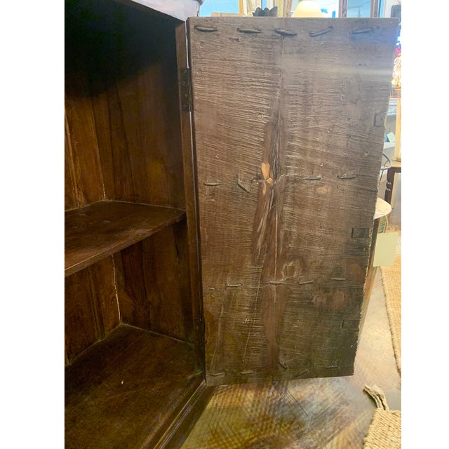 Wood Unique 50" Tall Teak Wood Cabinet | Rustic Farmhouse Armoire | Antique Repurposed Door Cupboard | Handmade Distressed Storage Furniture For Sale - Image 7 of 8
