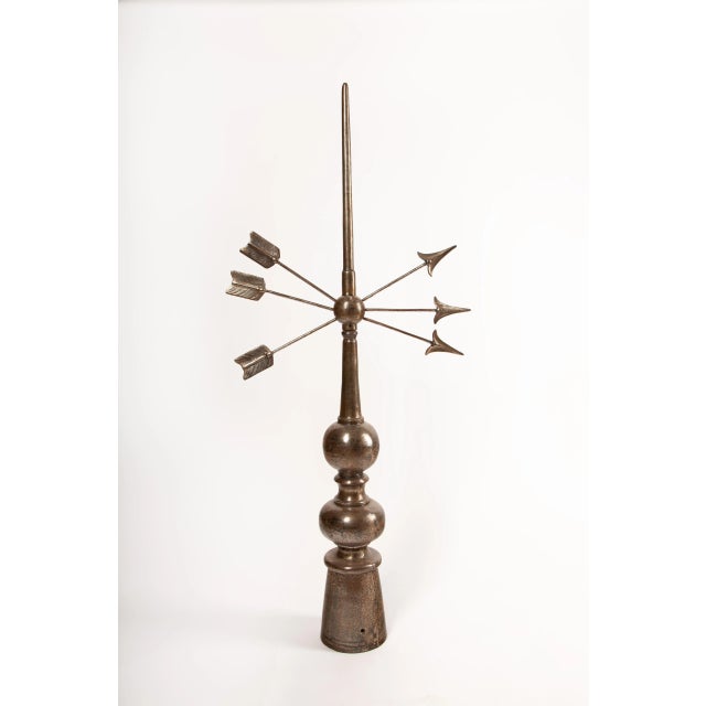 This impressive pair of French architectural roof finials is crafted from solid steel, each measuring 43.5" high by 21"...