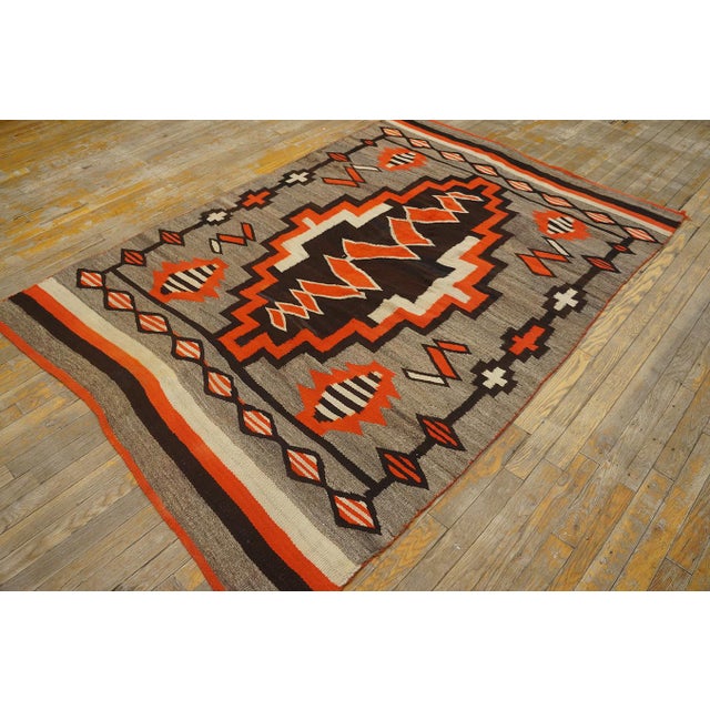 1920s Gray Storm Tribal Antique American Navajo Rug 4'8"x6'9" Flatweave Wool Carpet For Sale - Image 11 of 11