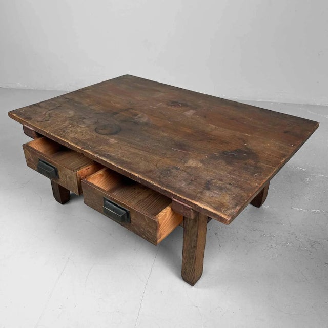 Wood Japanese Traditional Low Writing Desk, 1920s For Sale - Image 7 of 10