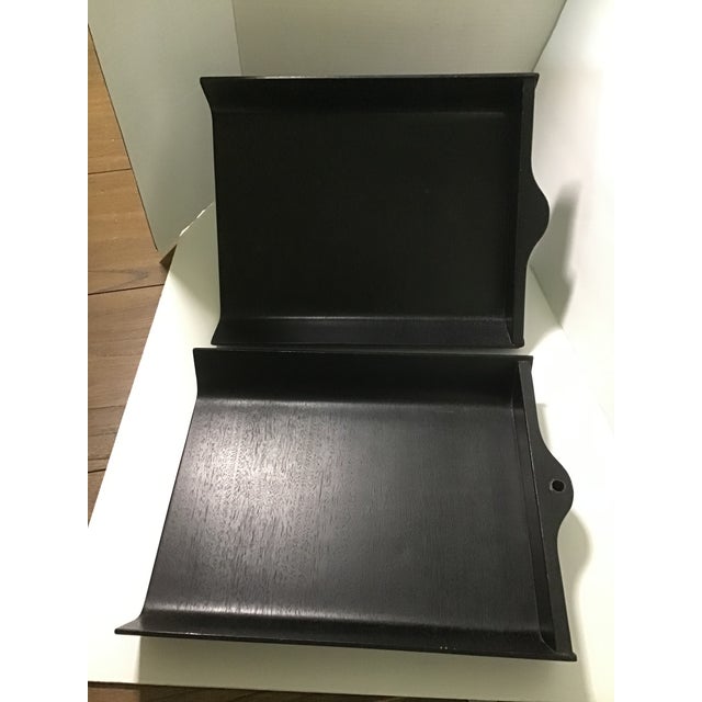Mid 20th Century Ebonized Florence Knoll Letter Tray Lucite 2 Tier Marked For Sale - Image 11 of 12
