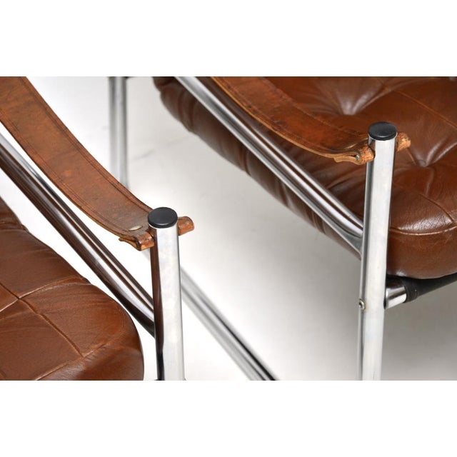 Vintage Danish Leather and Chrome Armchairs from Karin Mobring, 1970s, Set of 2 For Sale - Image 10 of 11