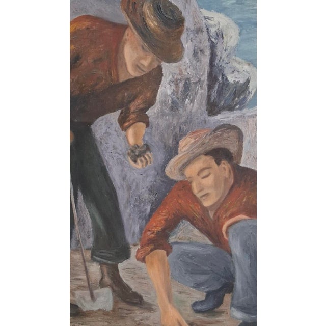 A compelling 1958 figurative oil painting attributed to Finnish-American artist Onni Saari (1920–1992). The work depicts...