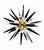 Italian Sputnik chandelier with 51 blown Murano glass tips, alternating in transparent and black hues. The brass-plated...