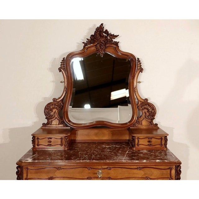 Rocaille Style Walnut Psyche Chest of Drawers from Maison Guinand-Le Glas, 1900s For Sale - Image 5 of 18