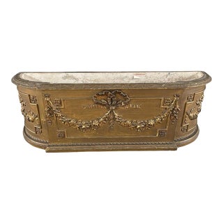 Planter or Jardiniere in Plaster and Wood with Bows and Garland, 19th Century For Sale