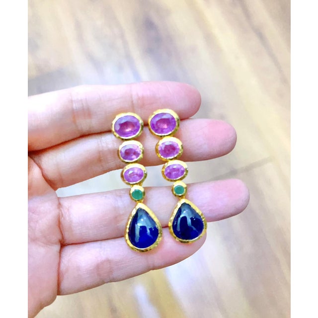 Bochic “Capri” Natural Vintage Ruby, Sapphire & Emerald Set In 18K Gold & Silver For Sale - Image 11 of 11