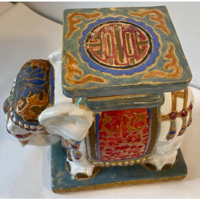 Mid 20th Century Vintage Petite Ceramic Elephant Small Plant Stand or Bookend For Sale - Image 5 of 7