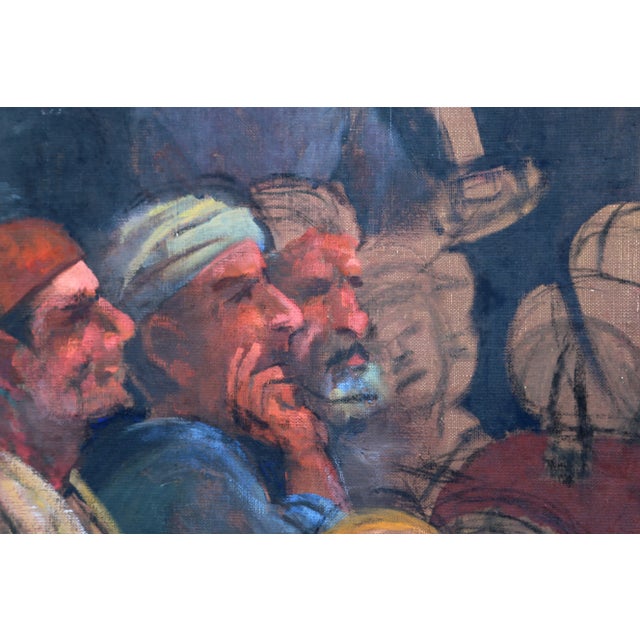 Belly Dancer Jalal Gharbi 1970 Oil on Canvas 40 x 36 in. (101.6 x 91.44 cm) An unfinished oil painting of a belly dancer...