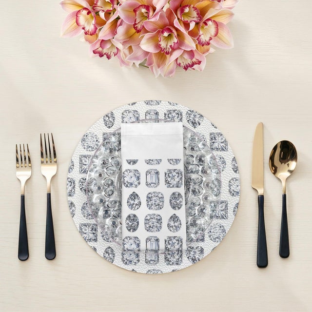 Radiating a brilliant, multi-faceted energy through its precise geometric pattern, these Bougie Diamonds Dinner Napkins...