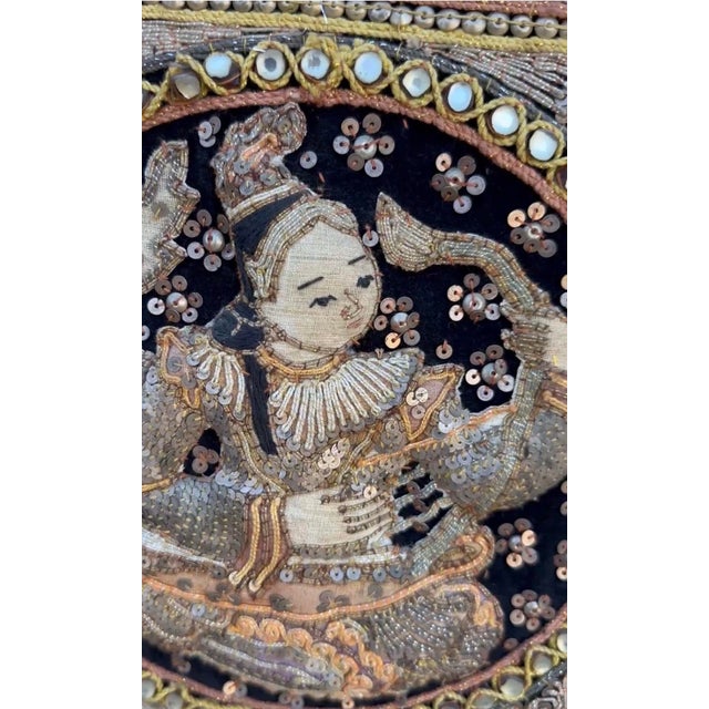 Boho Chic Extra Large Burmese Kalaga Framed Textile Wall Art For Sale - Image 3 of 12