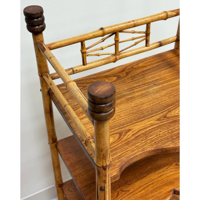 Vintage Scorched Bamboo Four Tier Shelf For Sale - Image 9 of 10