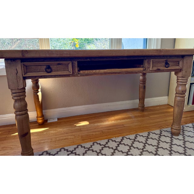1990s Rustic Farmhouse Writing Desk For Sale - Image 4 of 8