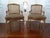 A stunning Pair of French Louis XV caned and leather upholstered chairs. With brown leather seat and woven back.