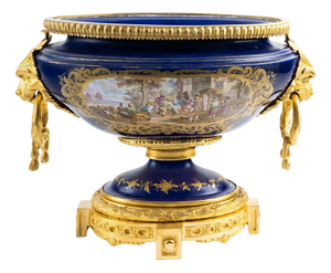 Large 19th Century Napoleon III Porcelain and Gilt Bronze Bowl from Sèvres