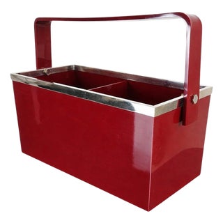 Vintage Italian Red Acrylic Magazine Holder, 1960s For Sale