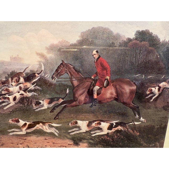 Bald Equestrian Riders! Pair of Vintage R. B. Davis Framed Fox Hunt Prints – Gold‑Edged Mats - Ralph Lauren Style, Traditional & English Country For Sale In New Orleans - Image 6 of 12