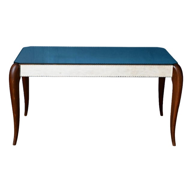 Bohemian Chic Art Deco Coffee Table with Beveled Mirror, 1940s For Sale