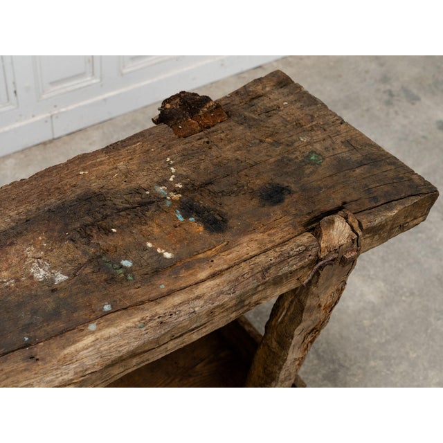 Antique Primitive Oak Workbench, 1880 For Sale - Image 6 of 9