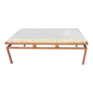 Modern Formations Iron & Fossil Shellstone Coffee Table For Sale