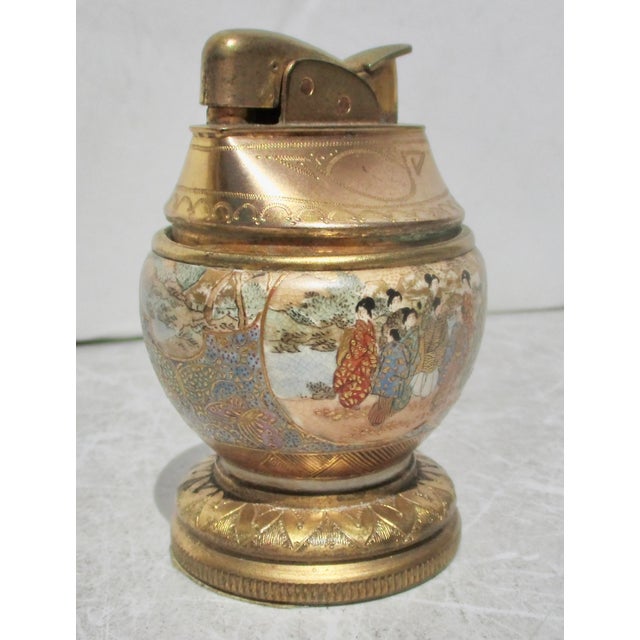 Japanese Satsuma Porcelain Lighter Circa 50s For Sale - Image 3 of 7