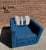 Modern Blue chenille club lounge chair by Levitz Furniture. Chair w 30.5 Chair d 32.5 Chair h 24.75 Seat w 22” Seat h...