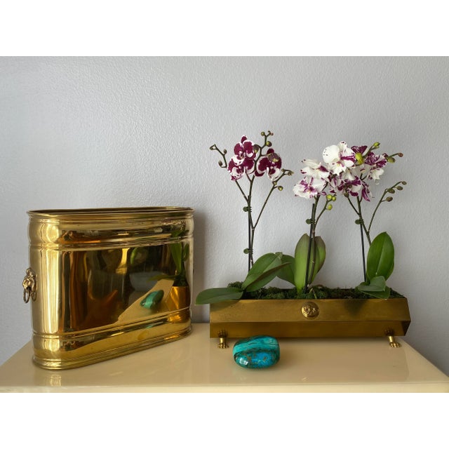 1970s Brass Lion Motif Magazine Holder For Sale - Image 10 of 11